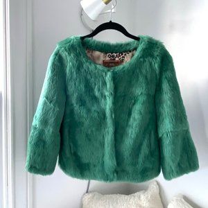 Vintage Green Rabbit Fur Cropped Jacket bought in Portugal